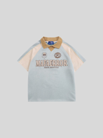 レトロ カレッジ刺繍ポロシャツ