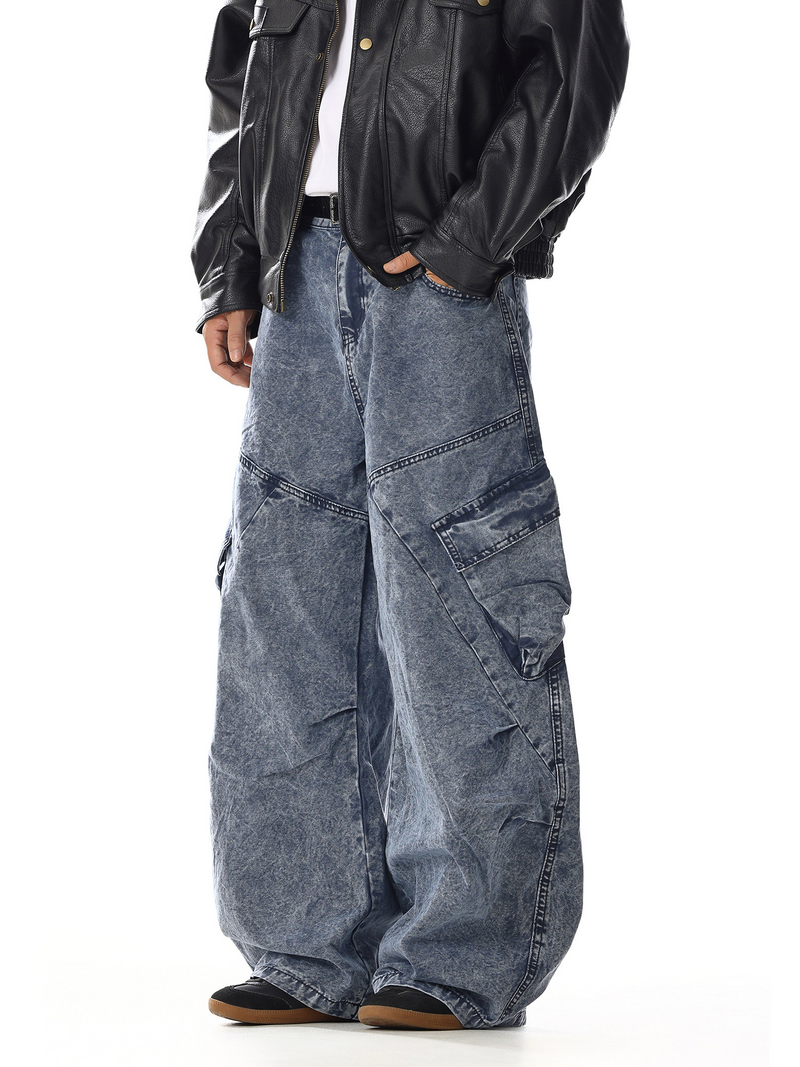 ポケット バレルレッグ カーゴデニムパンツ