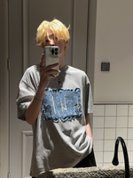 刺繍デニムパッチロゴ Tシャツ