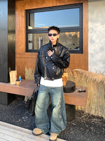 ストリート シミターバギーデニムパンツ