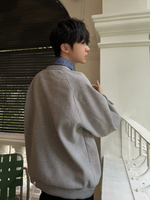 デニムレイヤード スウェットポロトレーナー