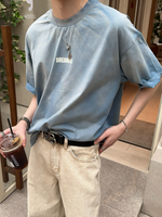 グレイシャーブルー レタープリントTシャツ