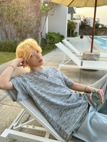 カジュアル  グレーストライプTシャツ