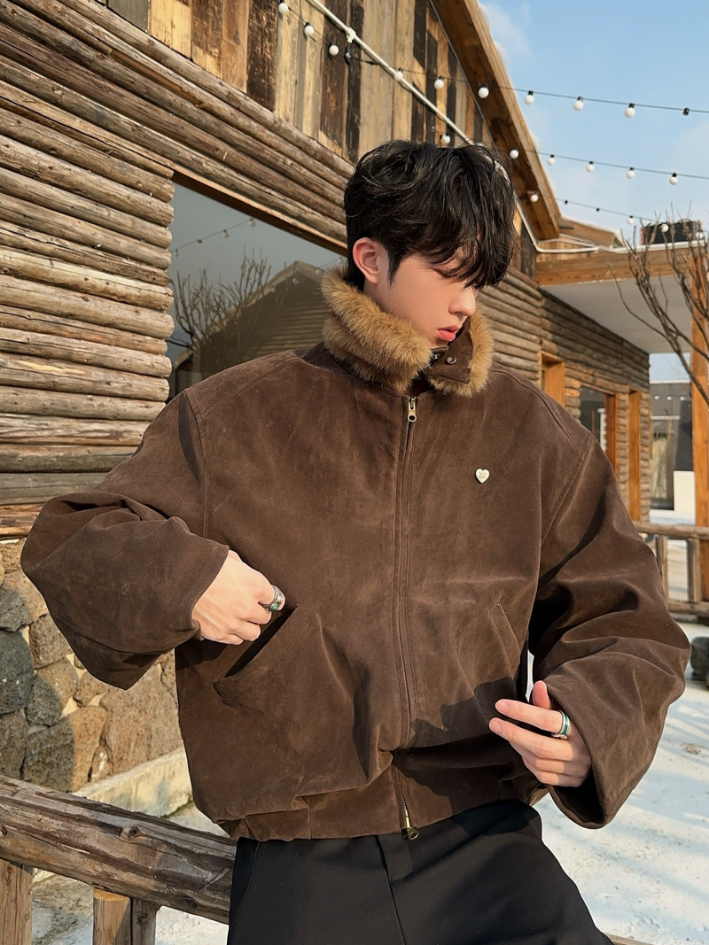 レトロ ワンポイント スエードファージャケット