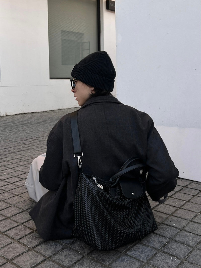 レトロ PUレザー ショルダーバッグ