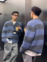 コントラストストライプ レイジーカーディガン