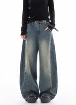 ウォッシュ レトロ バルーンデニムパンツ
