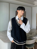 カレッジ Vネックケーブルニットベスト