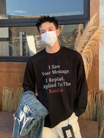 ラウンドネック レタリング ロングTシャツ