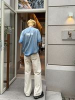 グレイシャーブルー レタープリントTシャツ