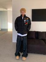 スタンドカラー レトロワッペン刺繍ペディン