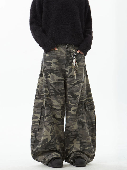 カモフラージュ 迷彩 ストリート ルーズ ミリタリー カーゴパンツ