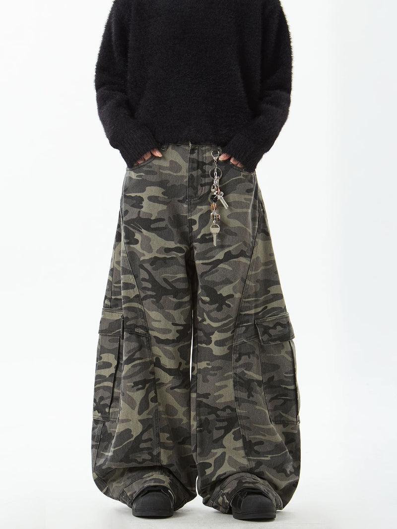 カモフラージュ 迷彩 ストリート ルーズ ミリタリー カーゴパンツ