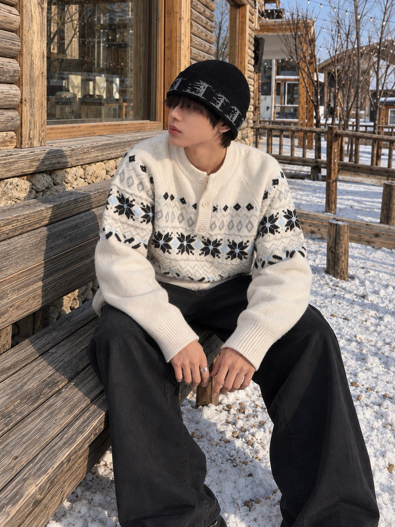 スノーフレーク ノルディック ヘンリーニット