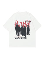 レトロ ロックスタイル レタープリントTシャツ