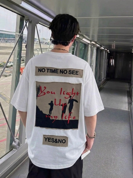 レトロ パッチ刺繍 レタリングTシャツ