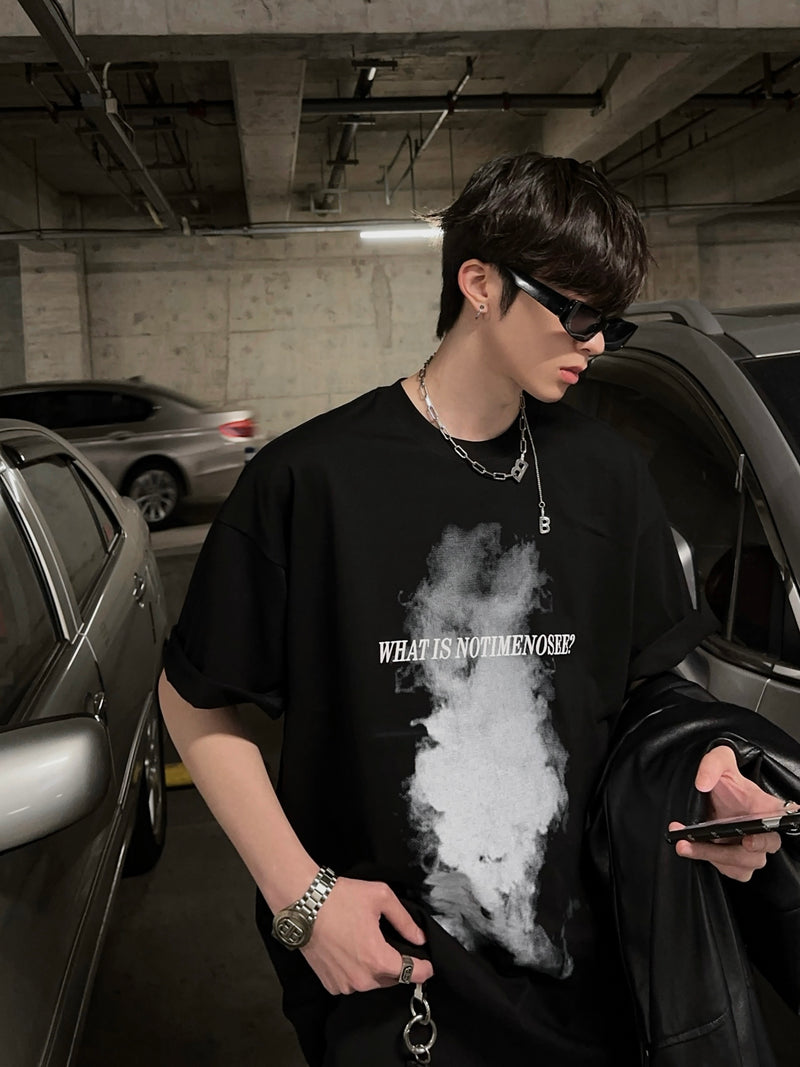 スモークレタープリントTシャツ