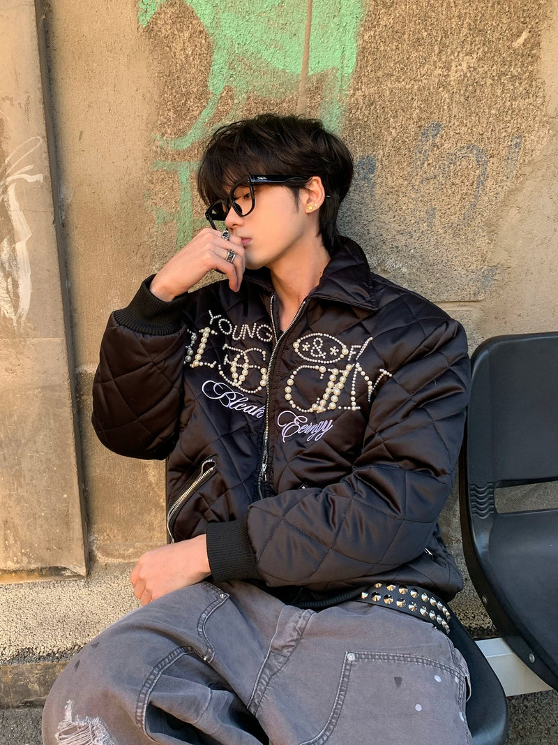 レトロ パール刺繍 キルティングジャケット