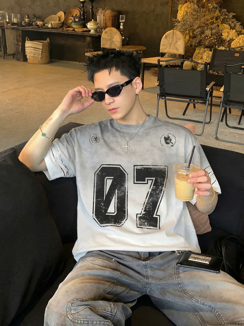 レトロ 07ナンバリング ウォッシュTシャツ