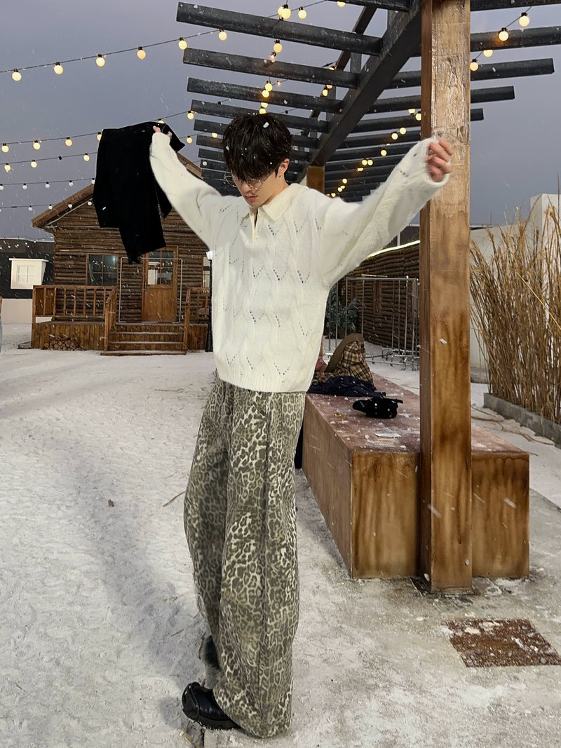 ダイヤチェック柄 ツイストポロセーター