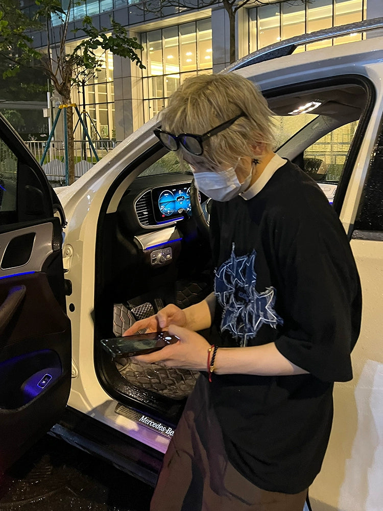 スターデニムパッチ レターTシャツ