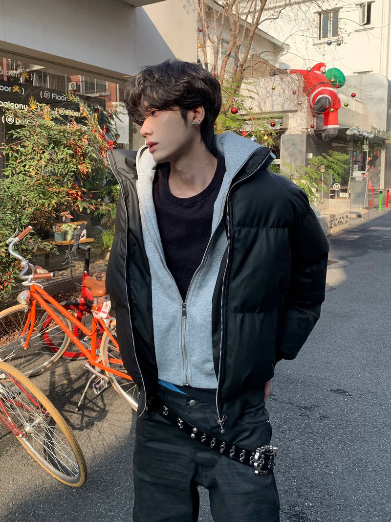 フーディー付き ダブルジッパーPUレザーペディン