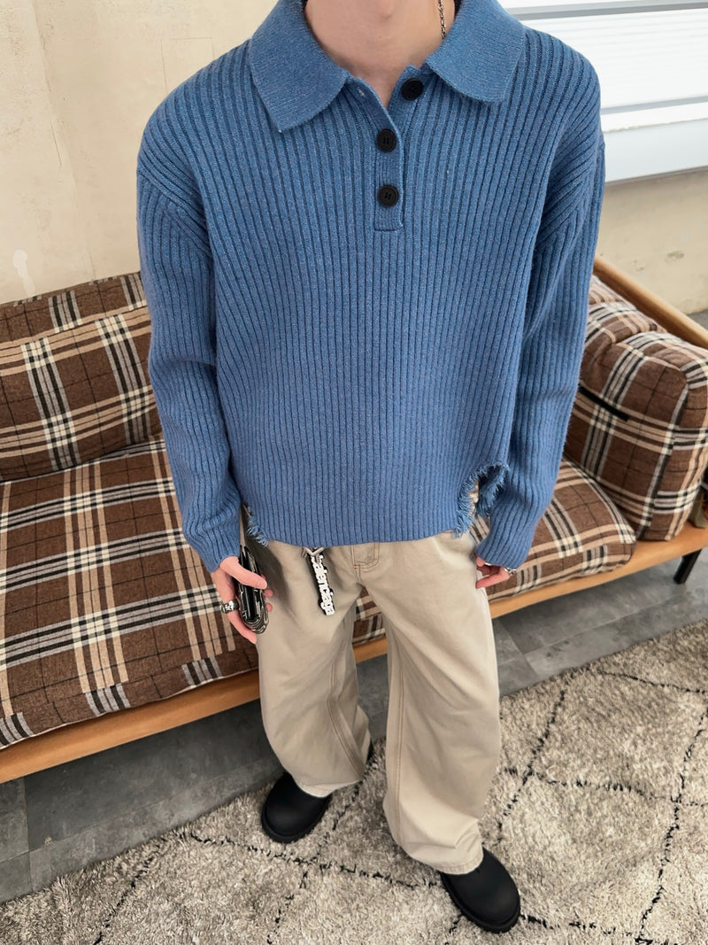 レトロ リラックス ポロニットセーター