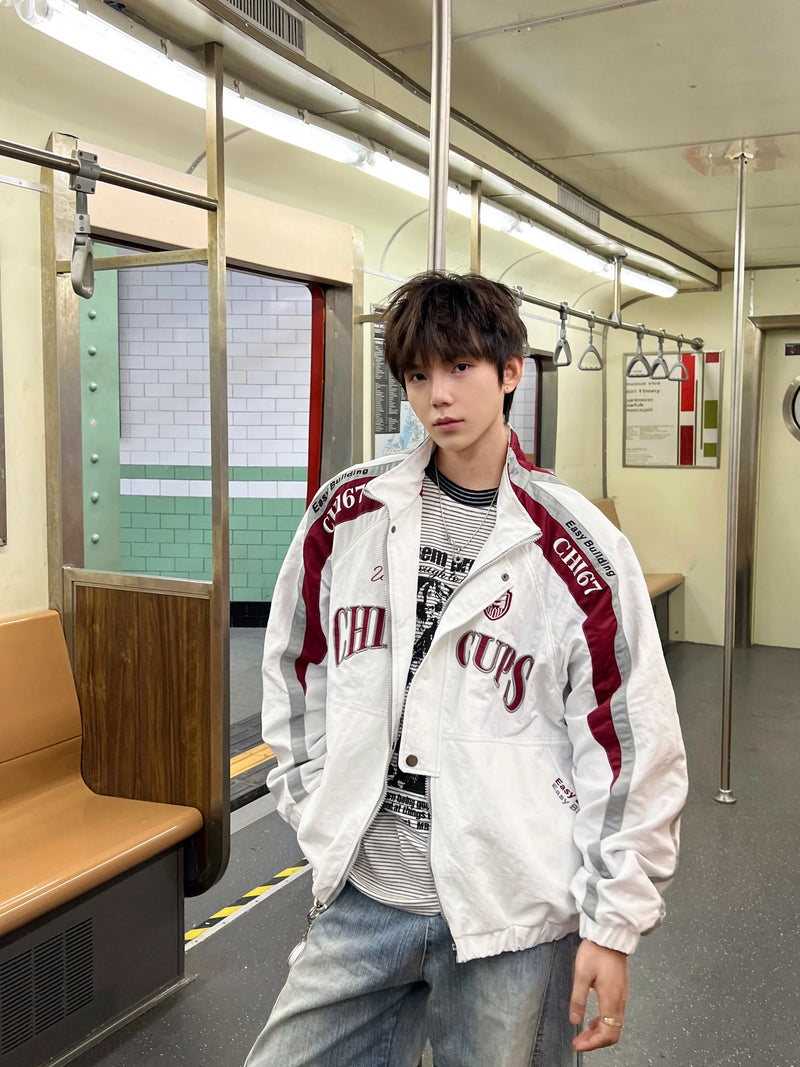 スタンドカラー レーシング トラックジャケット