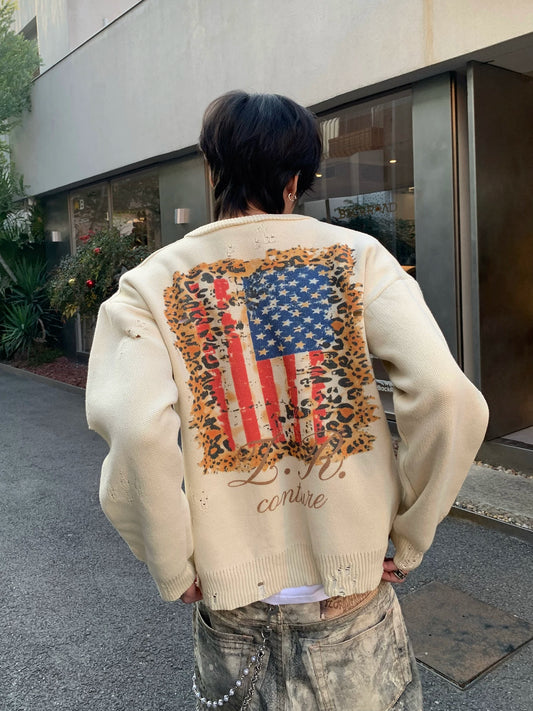 ニューアメリカンフラッグ ニットカーディガン