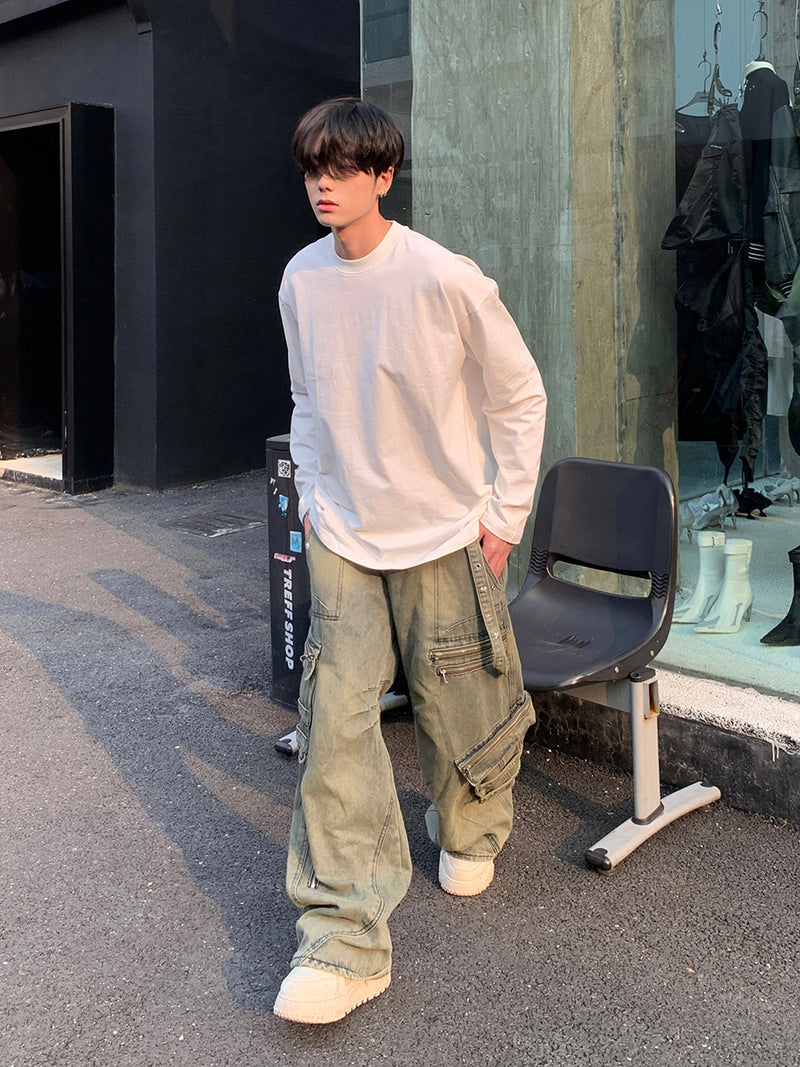 シンプル ストリート ロングTシャツ
