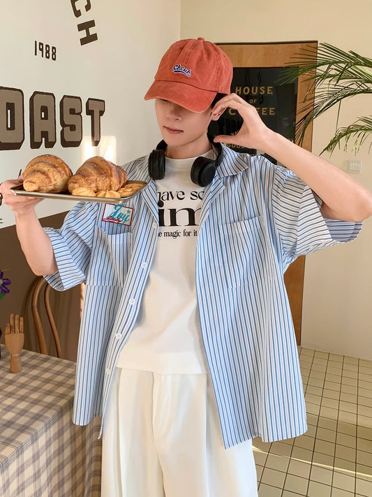 シーサイドワッペン ブルーストライプシャツ
