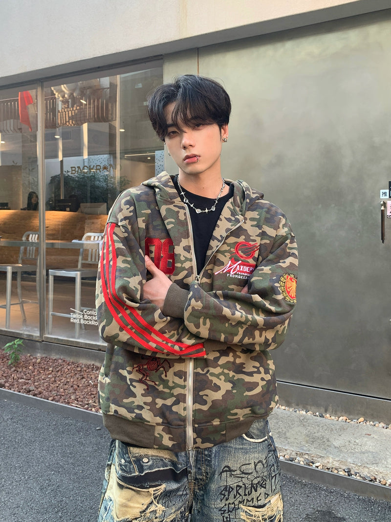 サイドライン カモフラージュジップパーカー