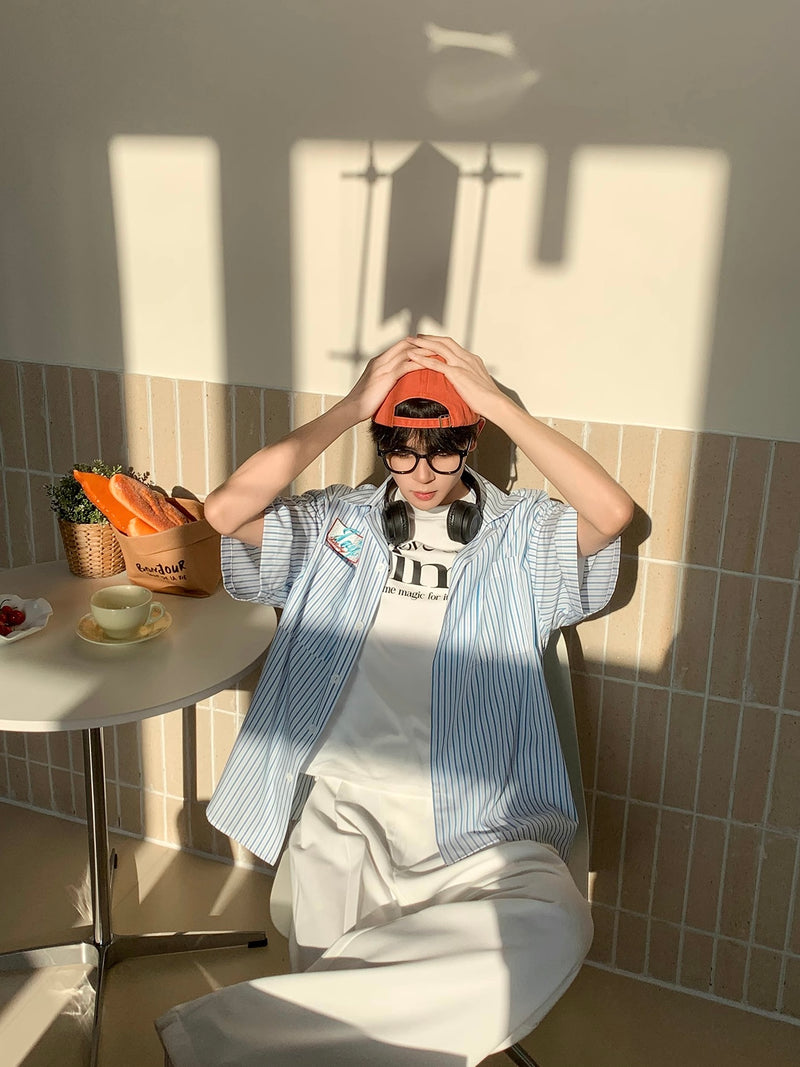 シーサイドワッペン ブルーストライプシャツ