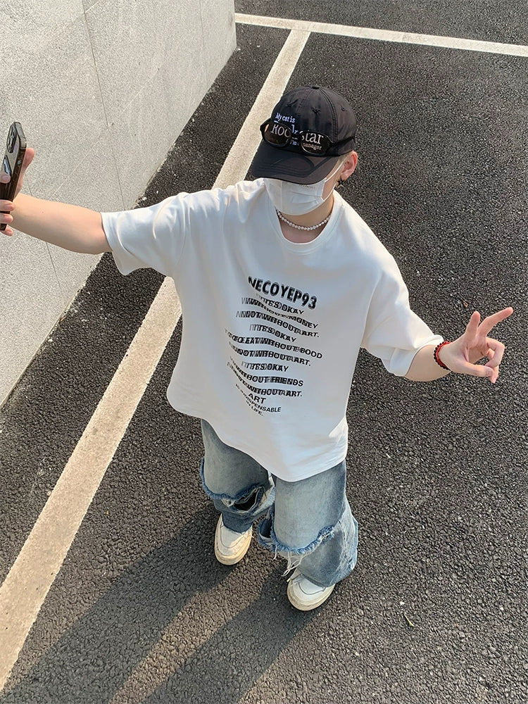 バーティカルテキストTシャツ