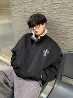 クロスバッジ ネックベルト フリースファージャケット