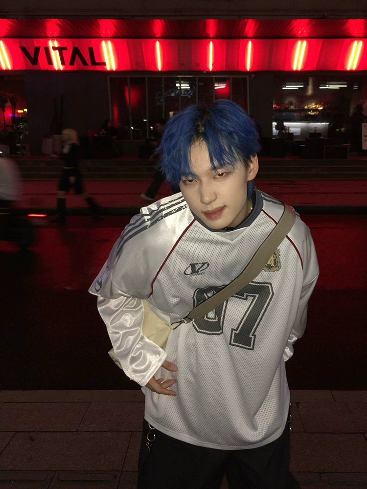 グラフィティプリント メッシュ ロングスリーブ ゲームTシャツ