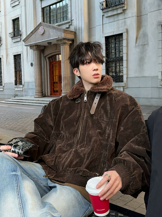 レトロ ファーベルト ベロアジャケット