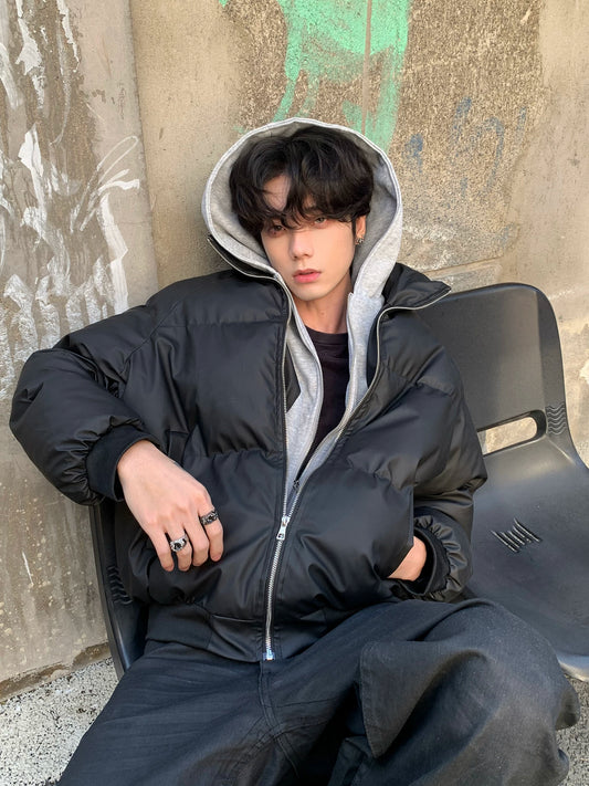 フーディー付き ダブルジッパーPUレザーペディン