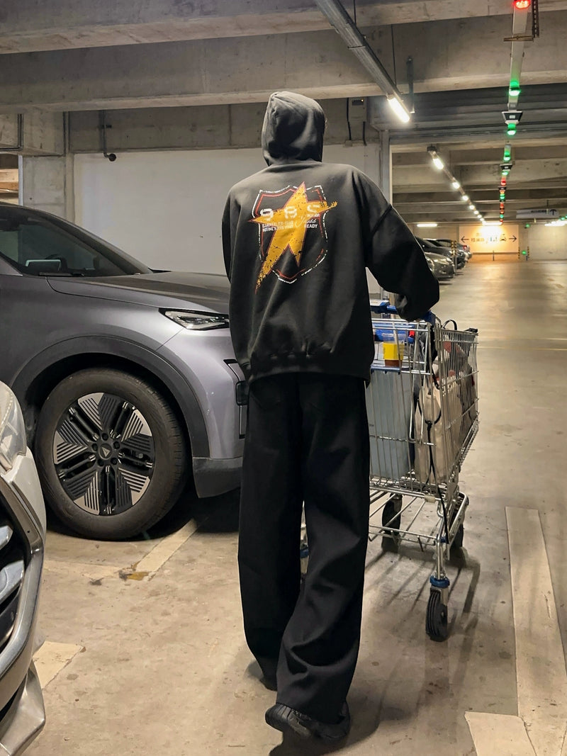 レトロ エンブレムバックプリント パーカー