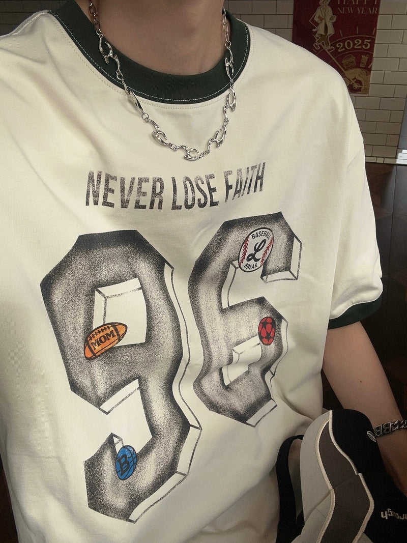 レトロ ナンバリングプリント リンガーTシャツ