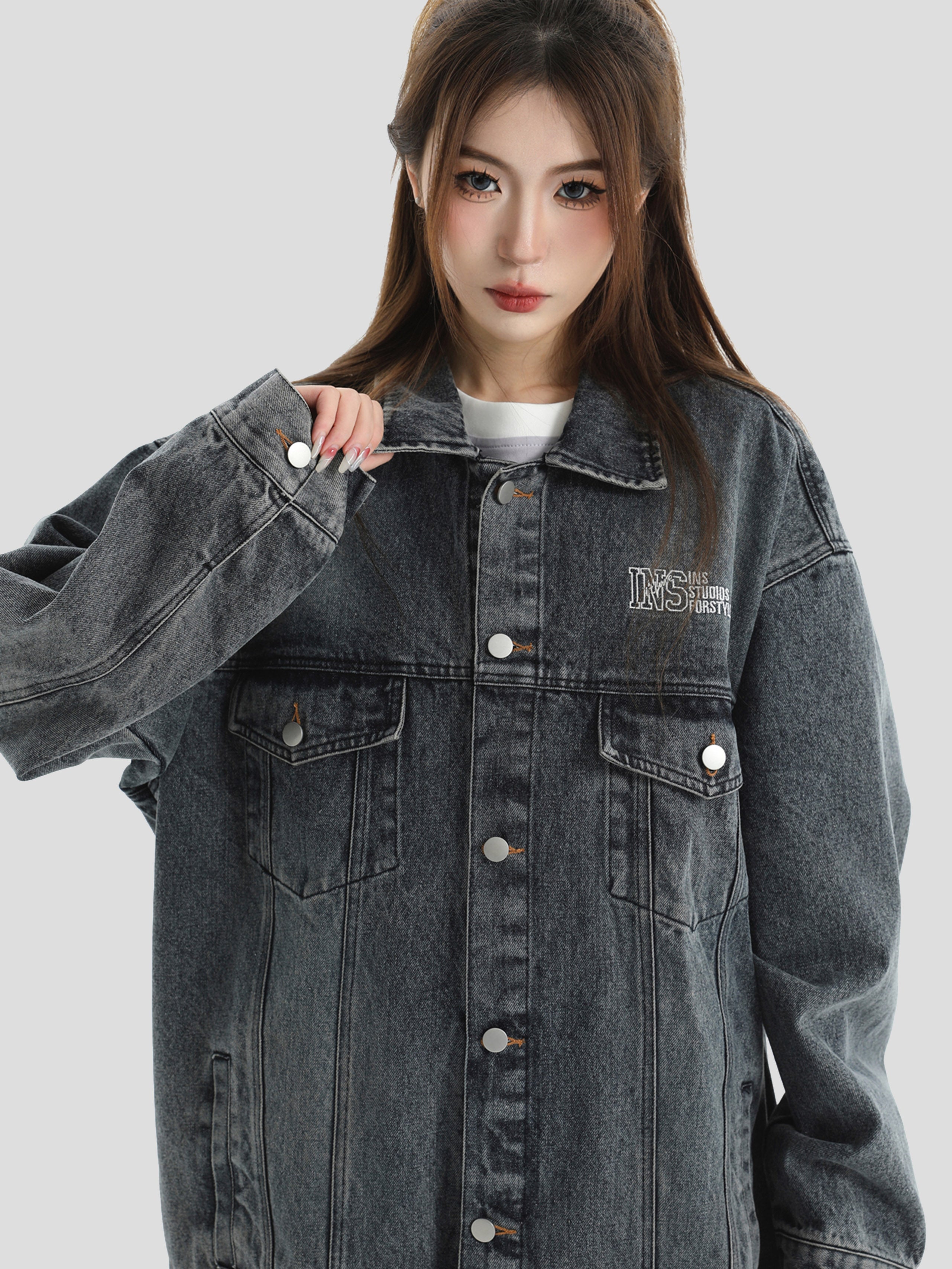 ルーズフィットデニムシャツジャケット ECB2ADEB82A8EBB0A920ECBBACEB9F
