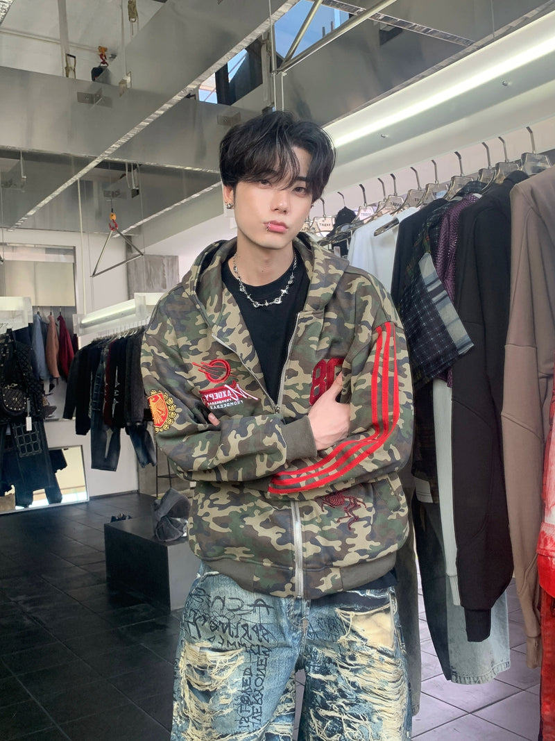 サイドライン カモフラージュジップパーカー