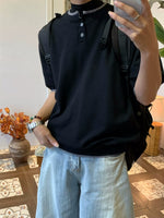 フェイクレイヤード ヘンリーネックTシャツ