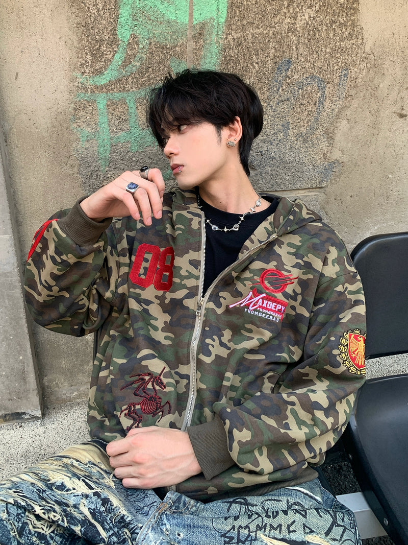 サイドライン カモフラージュジップパーカー