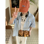 シーサイドワッペン ブルーストライプシャツ