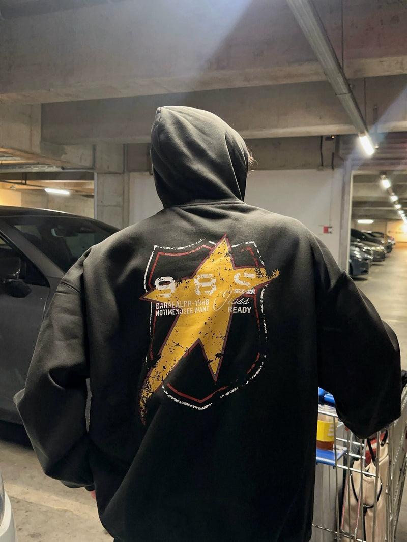 レトロ エンブレムバックプリント パーカー