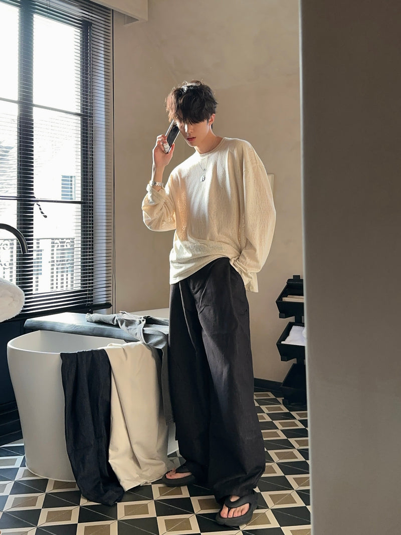 ベーシック カジュアル ルーズロングTシャツ