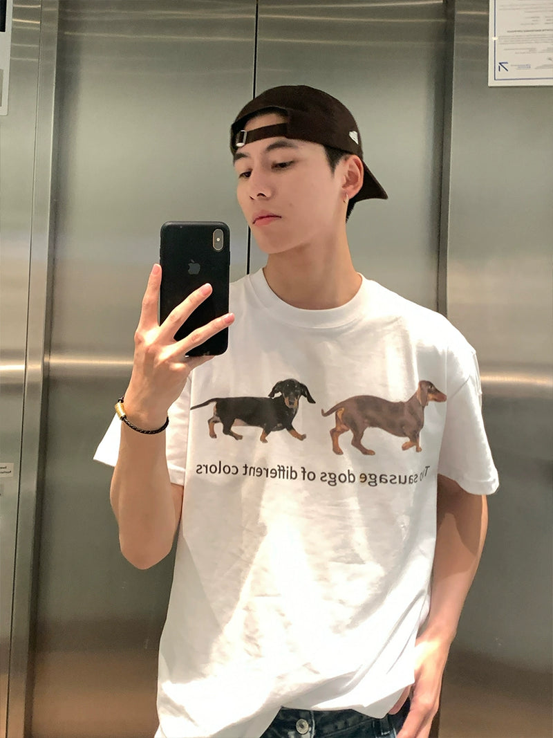 ダックスフント レタリングTシャツ