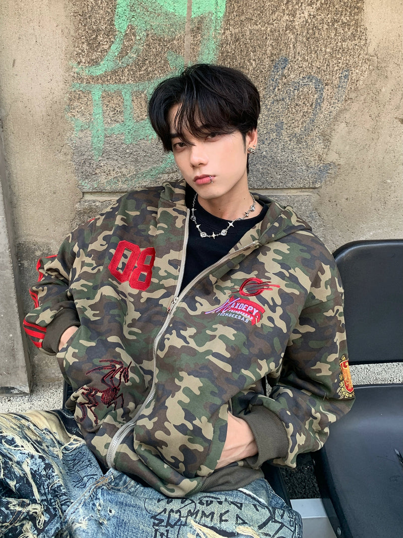 サイドライン カモフラージュジップパーカー