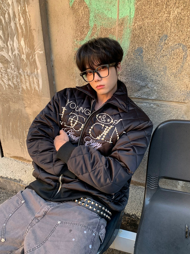 レトロ パール刺繍 キルティングジャケット